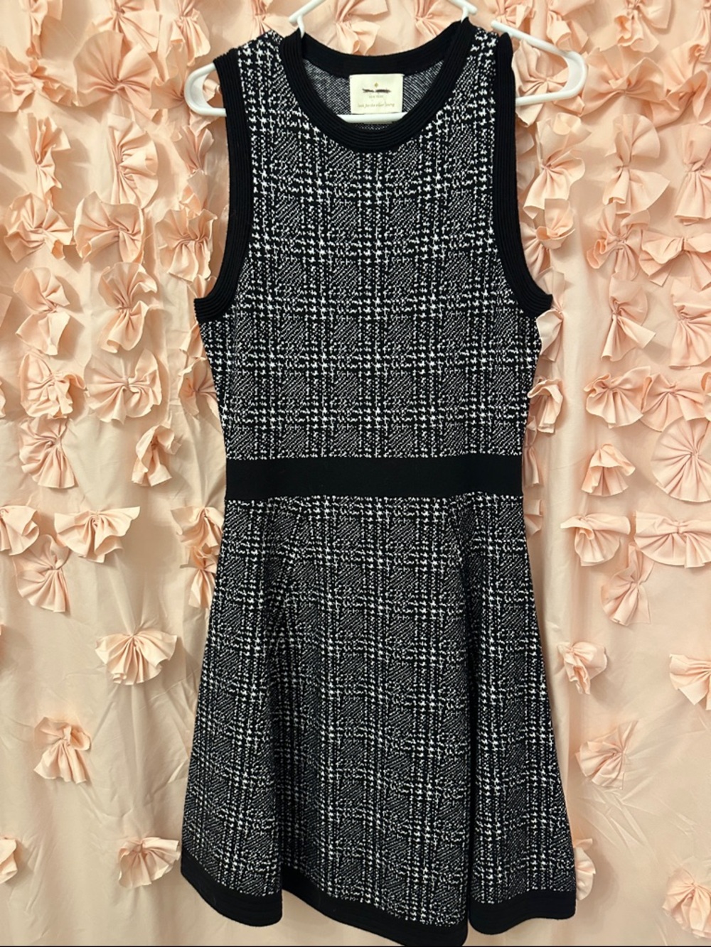 kate spade Black & White Plaid Knit Sleeveless Dress